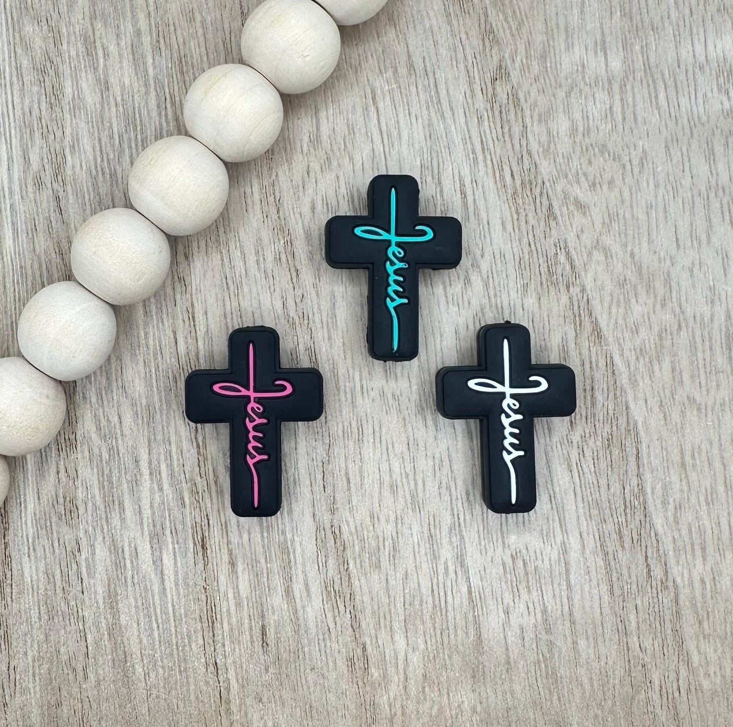 Jesus Cross Silicone Focal Beads