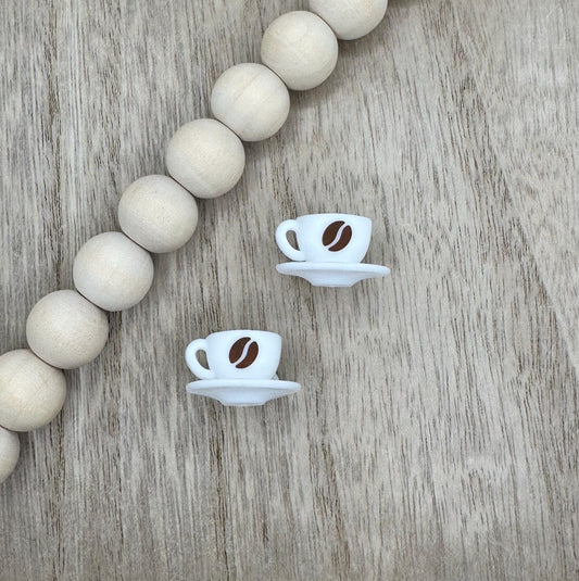 Coffee Cup and Saucer 3D Silicone Focal Beads