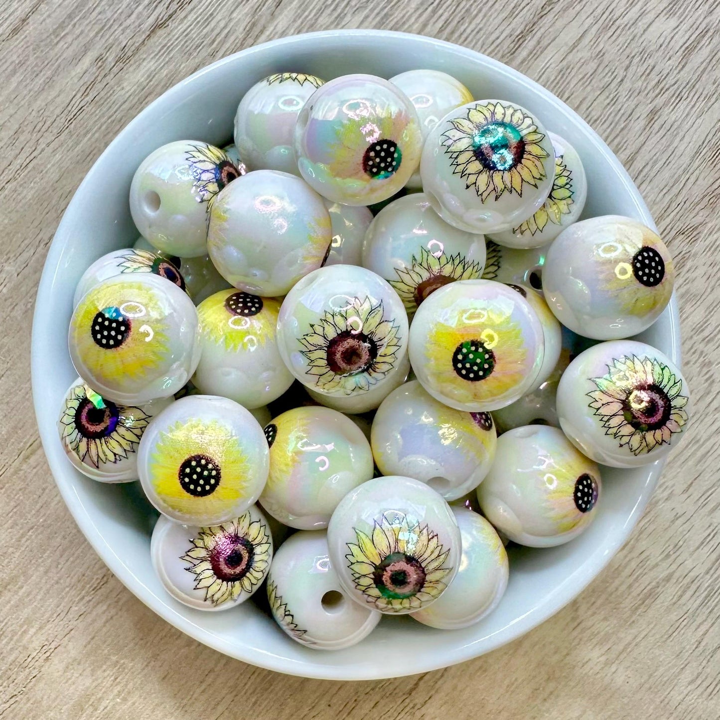 Sunflower UV 16mm Round Printed Acrylic Beads