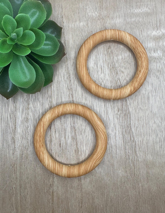 Light Wood Printed Silicone Ring Bead Car Charms