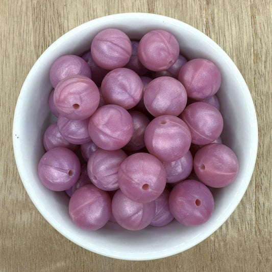 Mauve Pearl 15mm Round Silicone Beads
