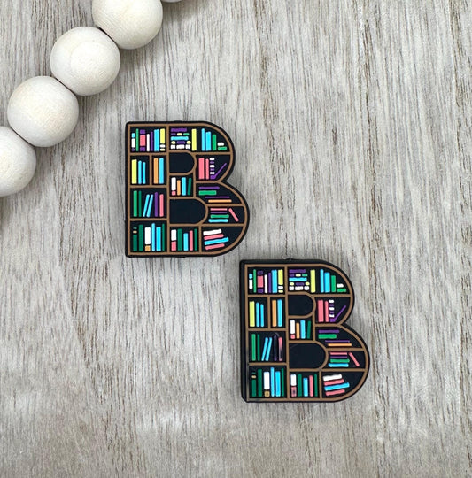 B is for Books Bookshelf Silicone Focal Beads