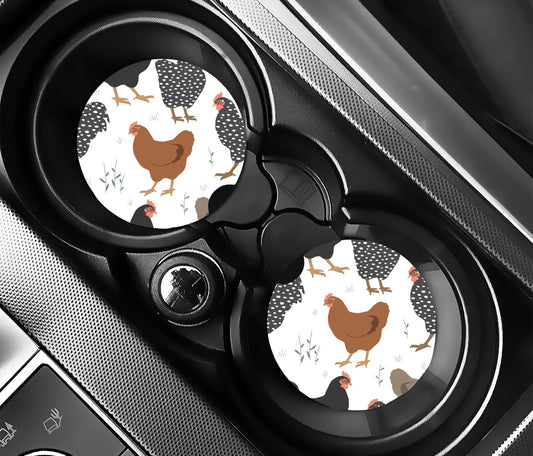 Chicken Car Coasters, Neoprene Car Coasters