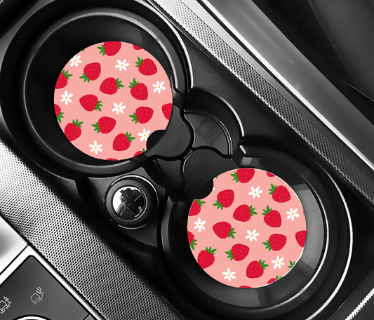 Strawberry Car Coasters, Neoprene Car Coasters