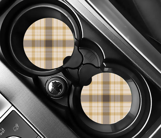 Classic Plaid Car Coasters, Neoprene Car Coasters