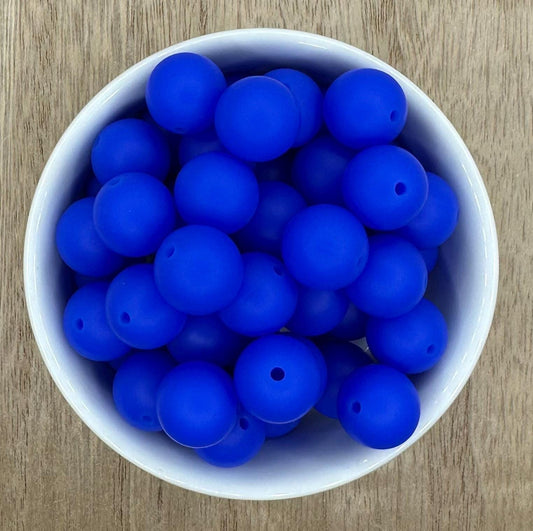 Royal Blue Solid 15mm Round Silicone Beads
