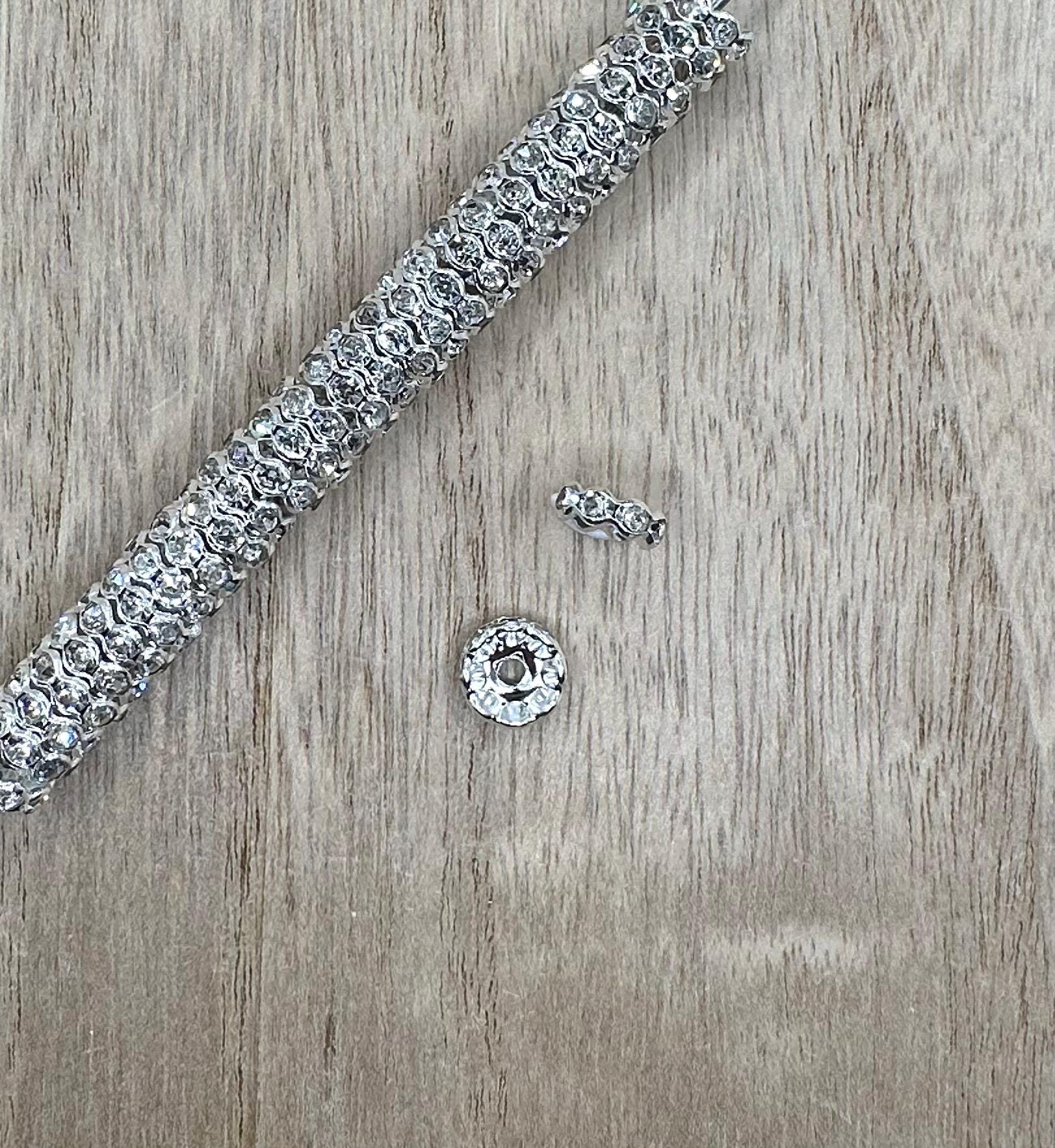 Clear Wavy 10mm Rhinestone Spacers