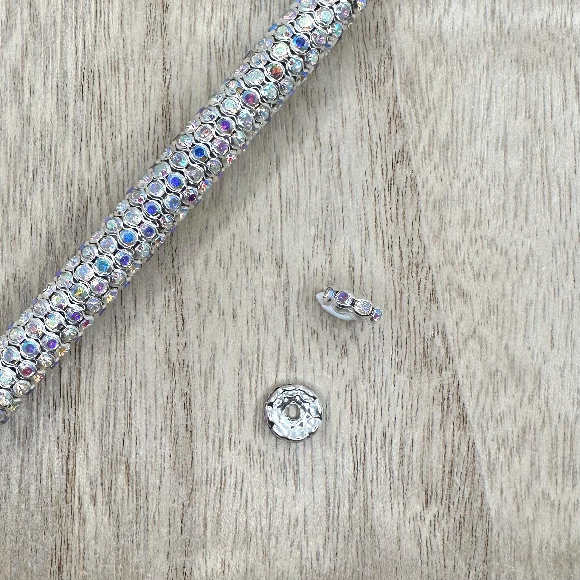 AB Wavy 10mm Rhinestone Bead Spacers