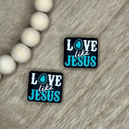 Love Like Jesus Turquoise Silicone Focal Beads