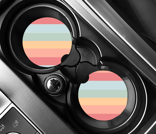 Pastel Lines Car Coasters, Neoprene Car Coasters