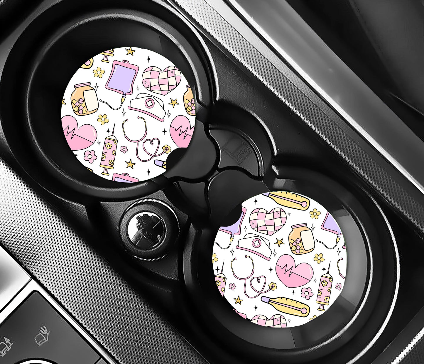 Nurse Doctor CNA Healthcare Worker Car Coasters, Neoprene Car Coasters