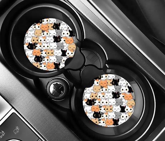 Crazy Cat Lady Car Coasters, Neoprene Car Coasters