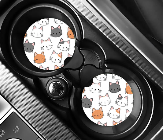 Meowy Cute Car Coasters, Neoprene Car Coasters