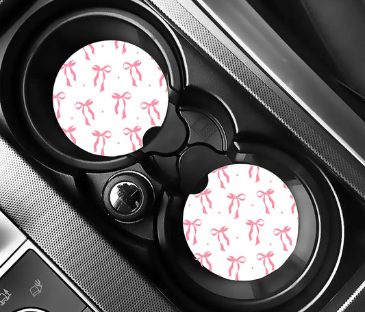 Small Bows Car Coasters, Neoprene Car Coasters