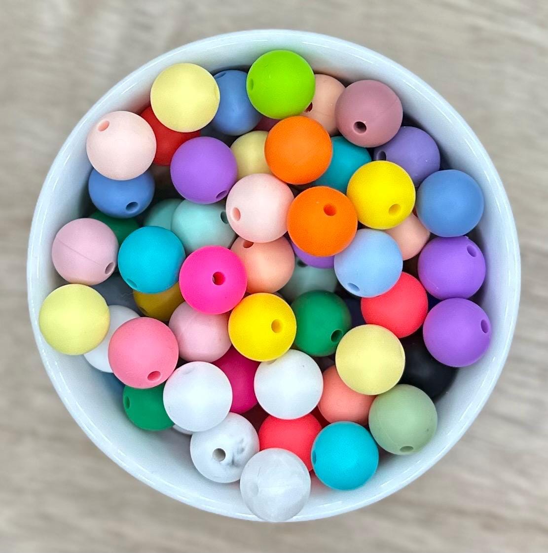 Bright Mix 12mm Silicone Round Beads