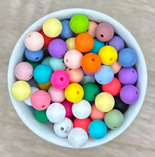 Bright Mix 12mm Silicone Round Beads