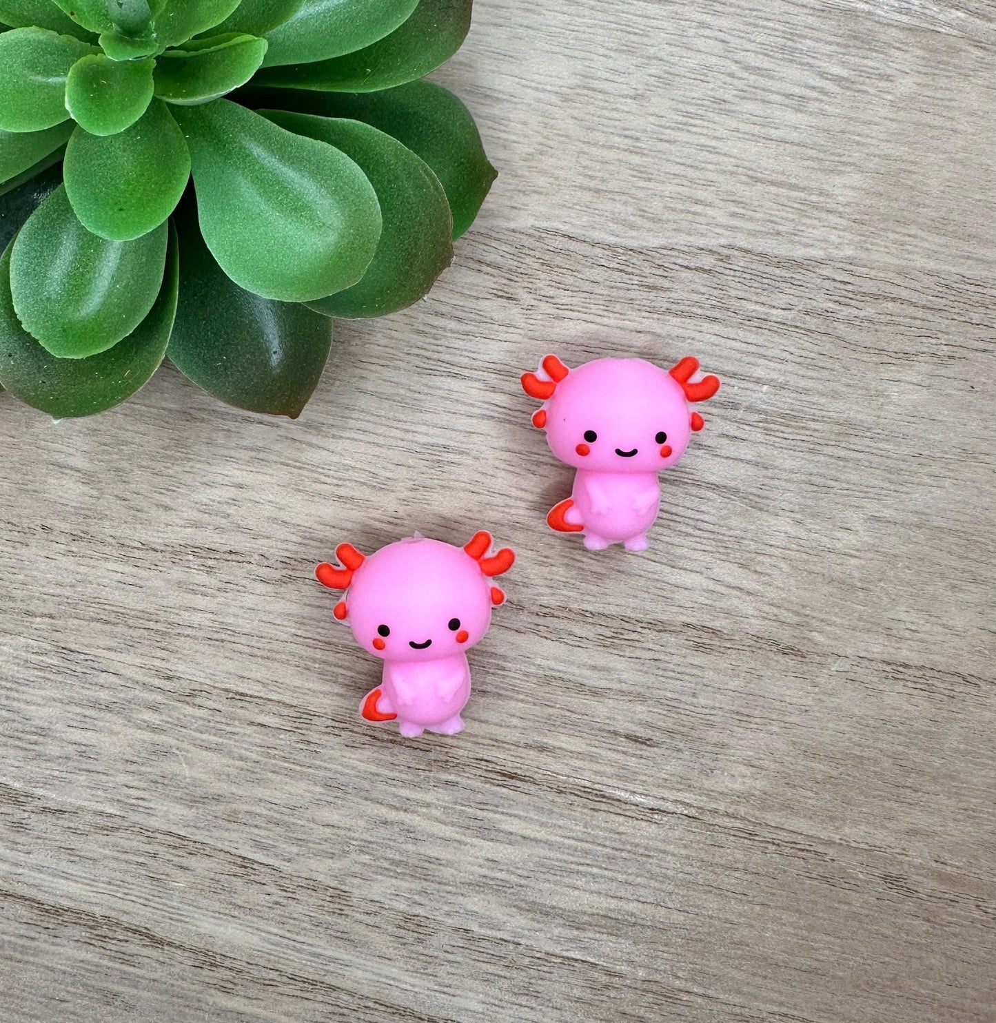 Pink Axolotl 3D Silicone Focal Beads