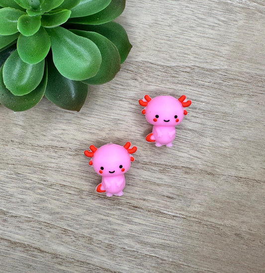 Pink Axolotl 3D Silicone Focal Beads