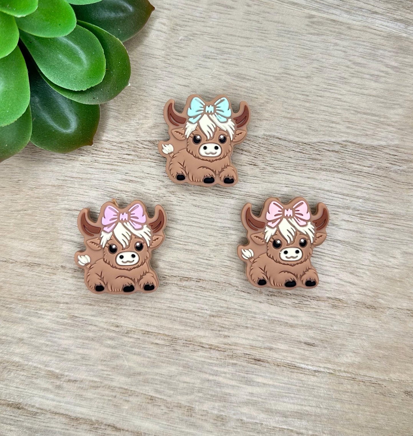 Cow with Bow Silicone Focal Beads