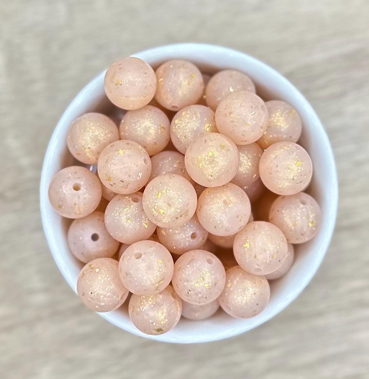 Cinnamon Sugar 15mm Round Printed Silicone Beads