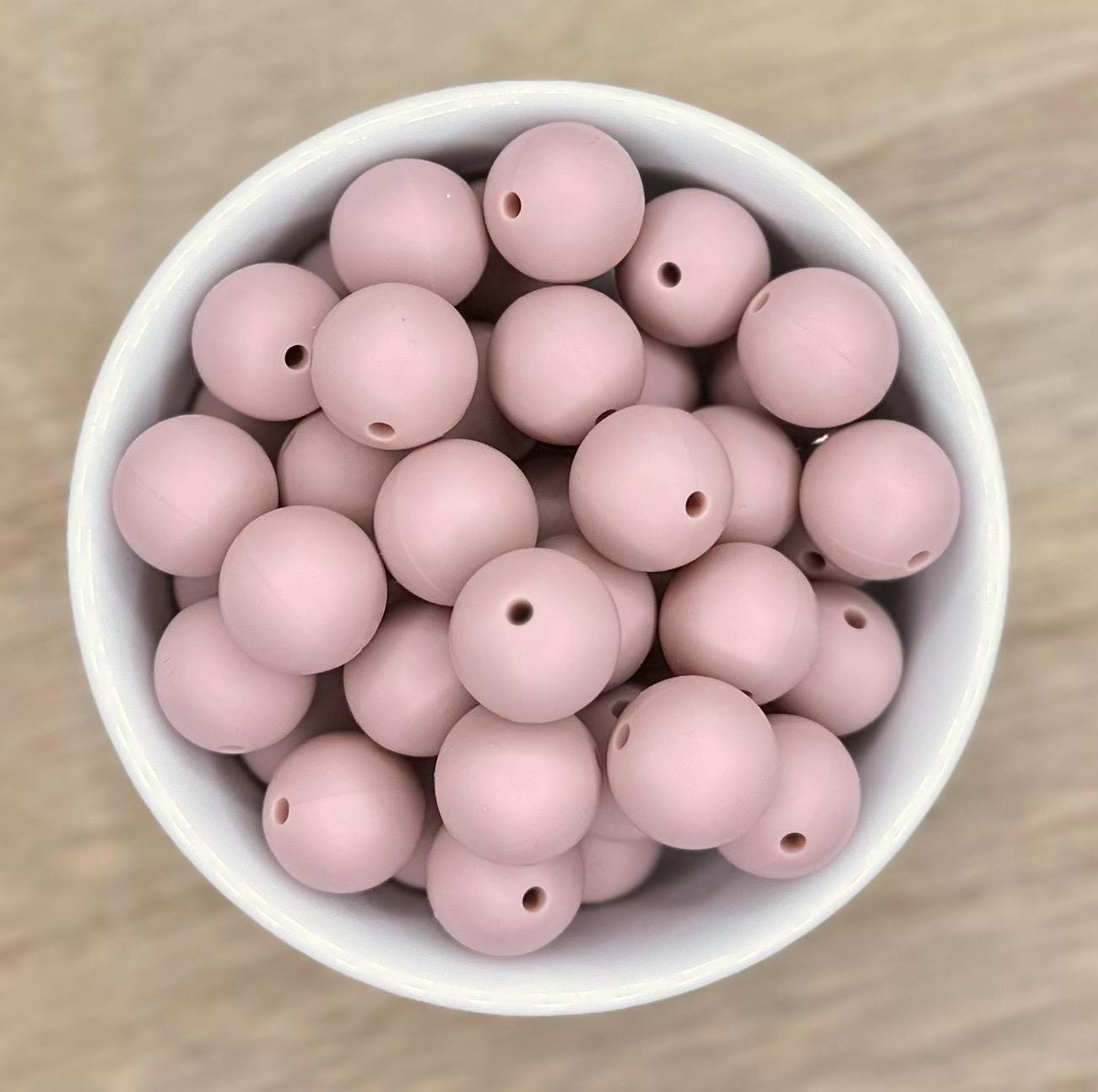 Pale Blush Solid 15mm Round Silicone Beads