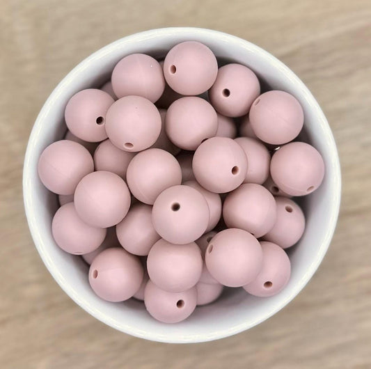 Pale Blush Solid 15mm Round Silicone Beads