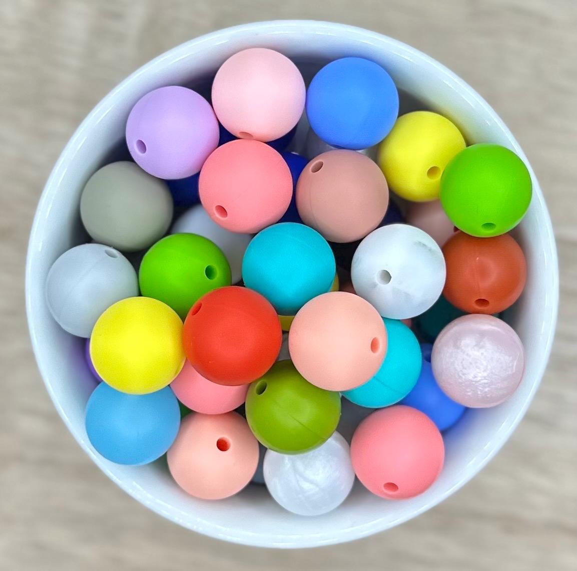 Bright Mix 15mm Silicone Round Beads