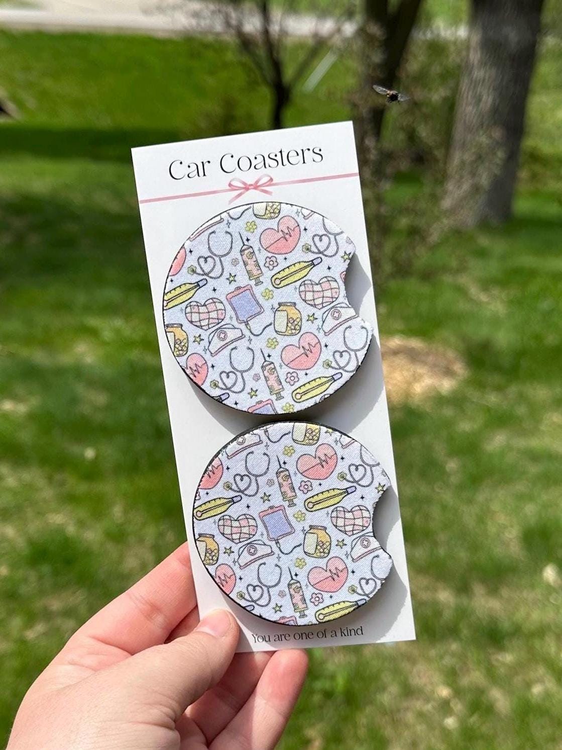 Nurse Doctor CNA Healthcare Worker Car Coasters, Neoprene Car Coasters