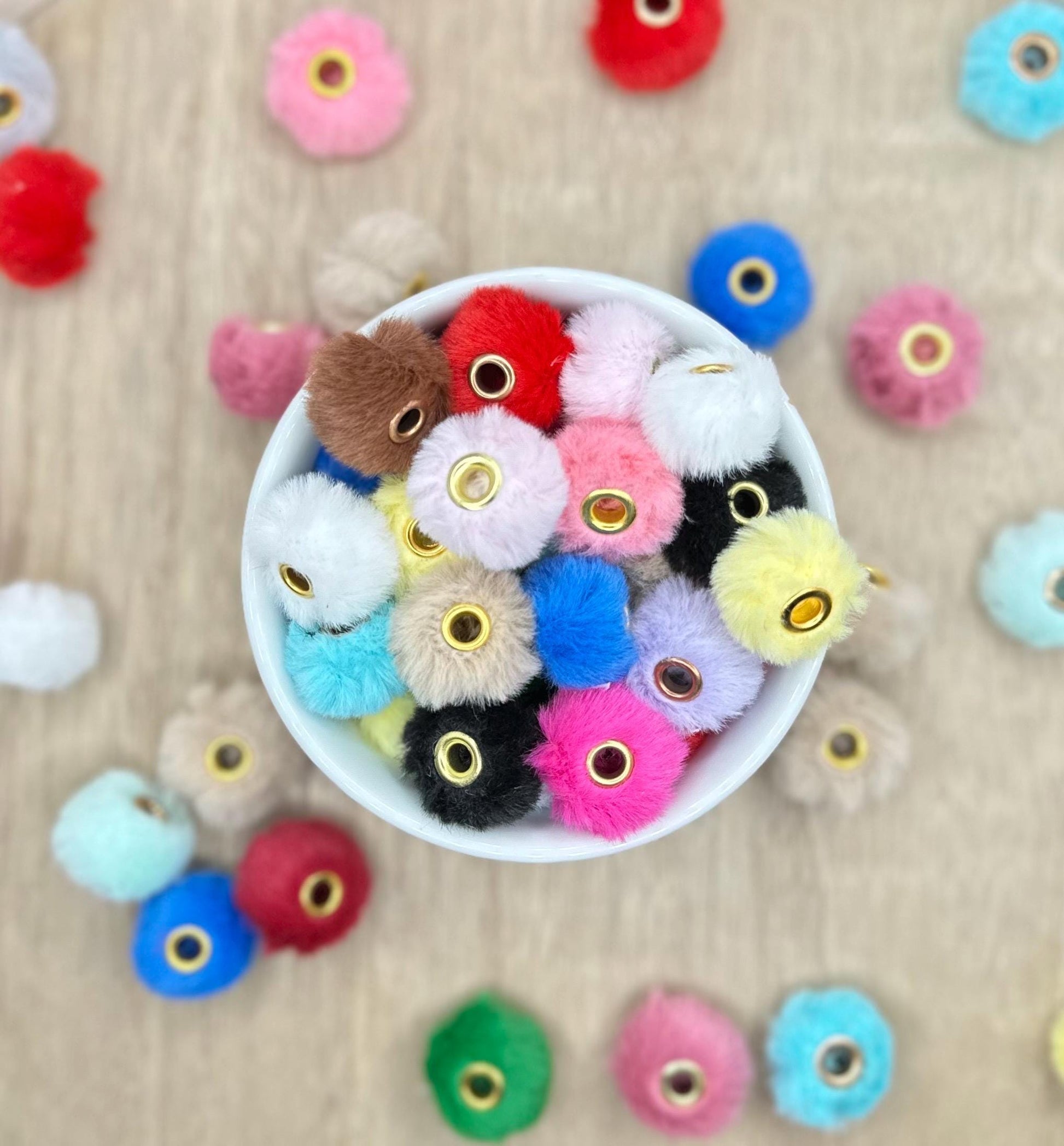 Fuzzy Fur Pom Pom Spacers - Solid Color Mix