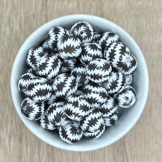 Aztec 15mm Round Printed Silicone Beads **discontinuing**