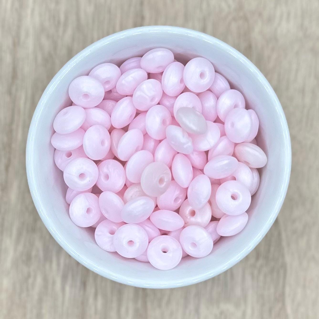 Pink Pearl Saucer Lentil 12mm Spacer Silicone Beads