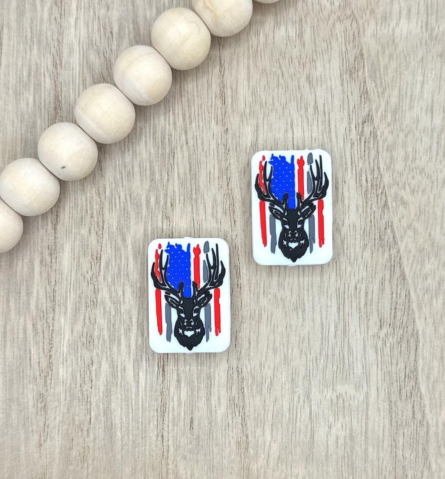 Deer and Flag Silicone Focal Beads