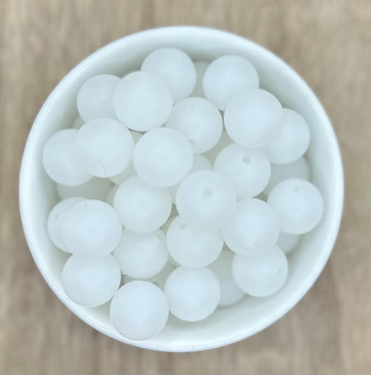 Frosted Clear 15mm Round Silicone Beads