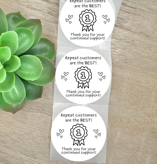 Repeat customers re the best thank you stickers, Round 2in Business Packing Stickers