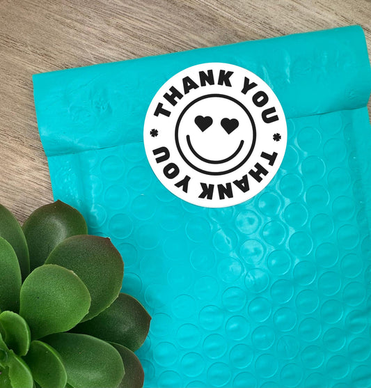 Thank You Smiley Face Bold, Round 2in Business Packing Stickers
