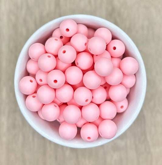 Baby Pink 12mm Round Silicone Beads | 10pk
