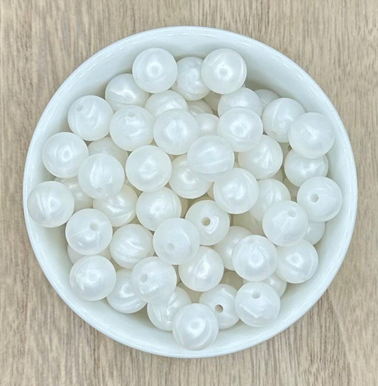 Pearl 12mm Round Silicone Beads