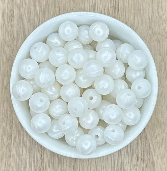 Pearl 12mm Round Silicone Beads | 10pk