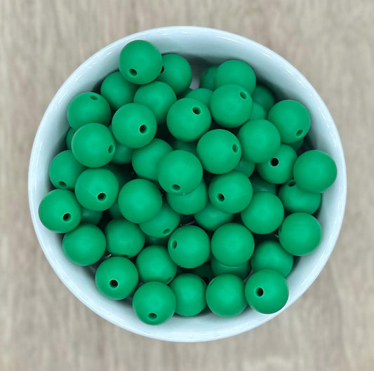 Christmas Green 12mm Round Silicone Beads