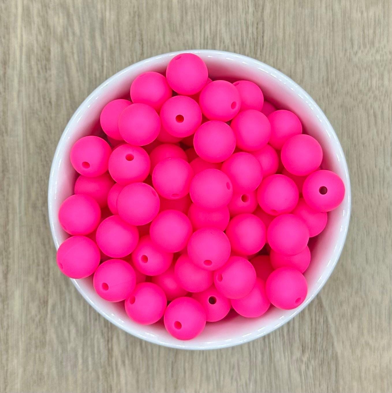 Hot Pink 12mm Round Silicone Beads **discontinuing**