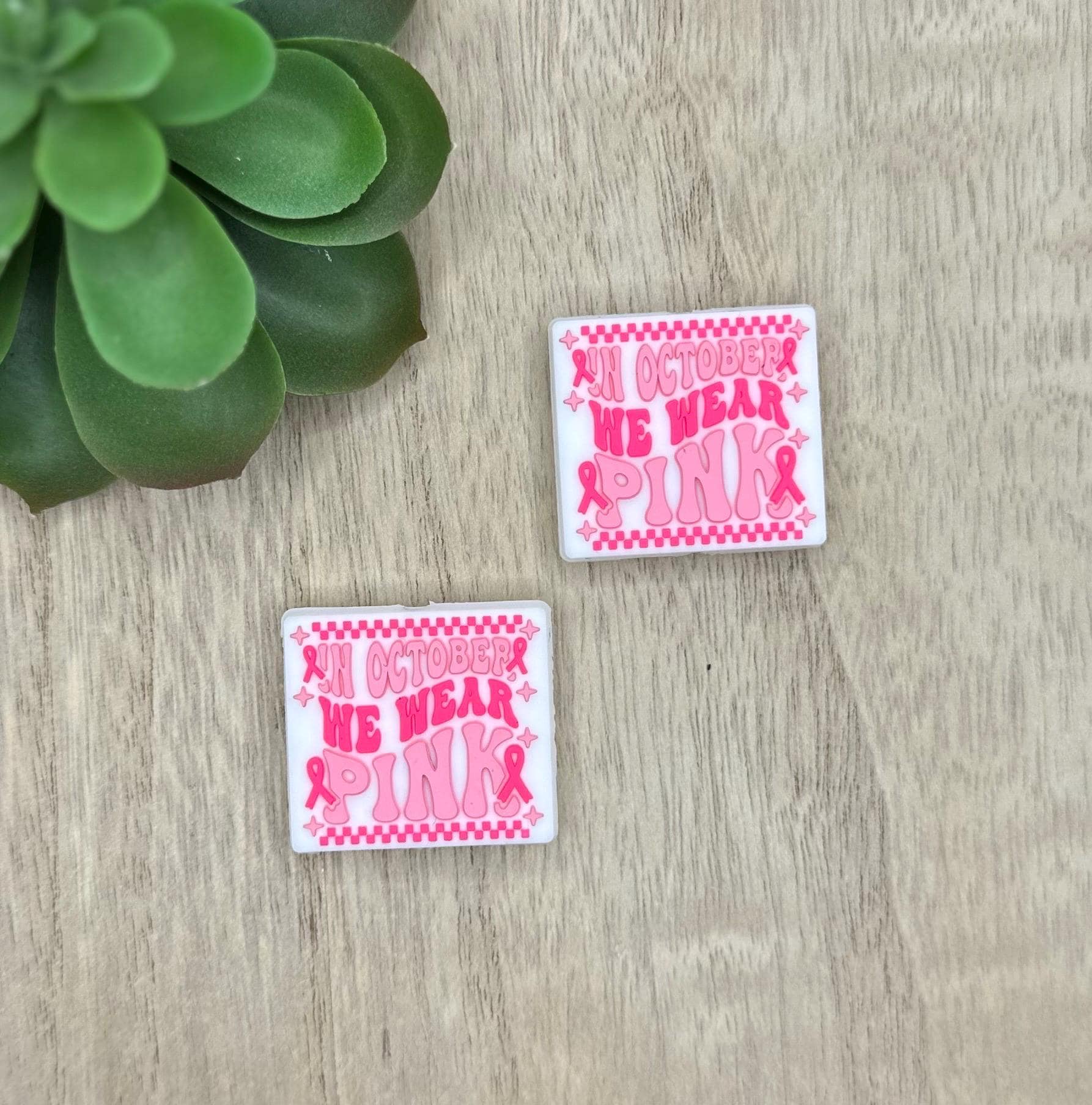 In October We Wear Pink PVC Focal Beads