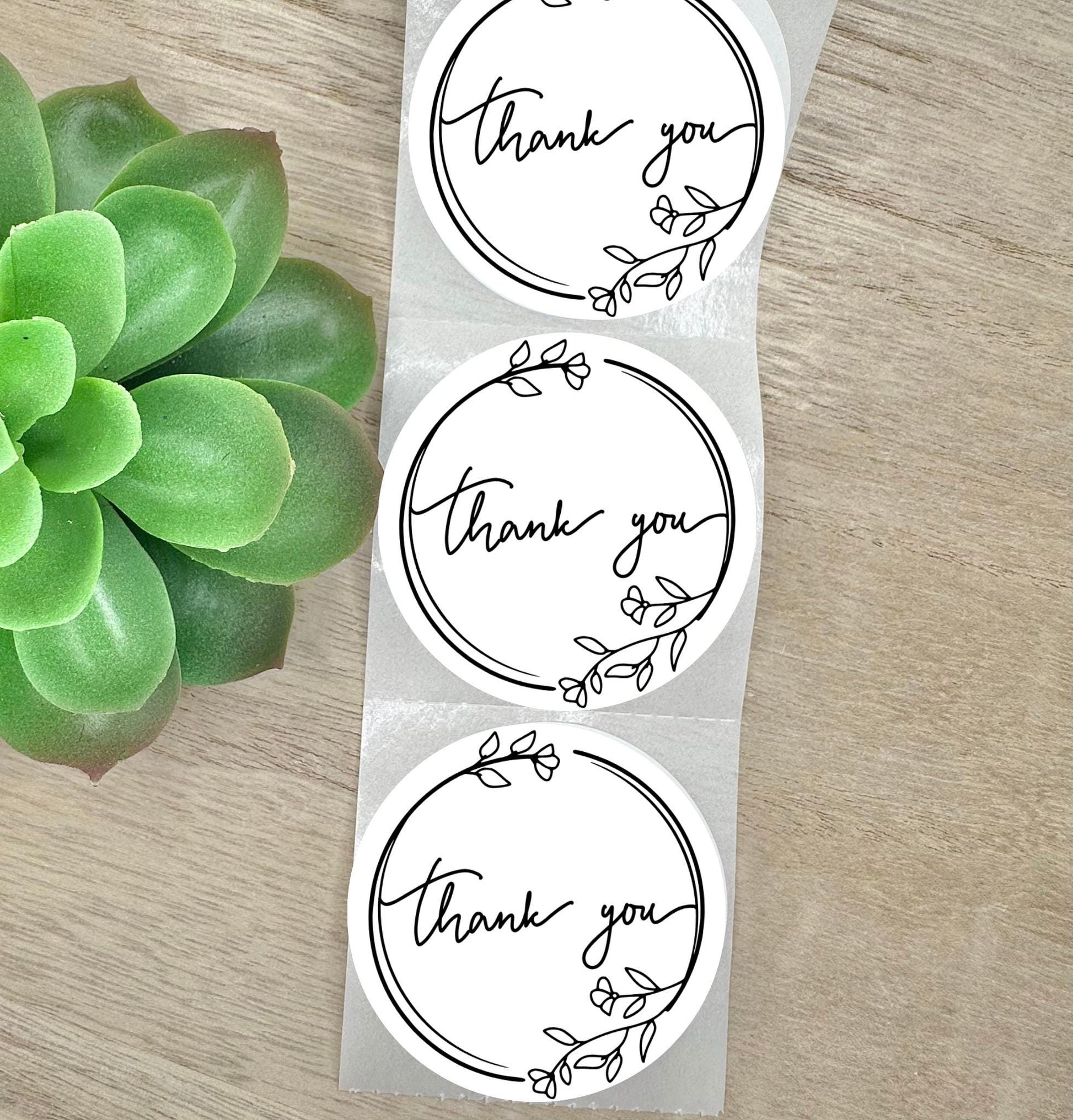 Thank You Whimsical Floral Boarder Stickers, Round 2in Business Packing Stickers