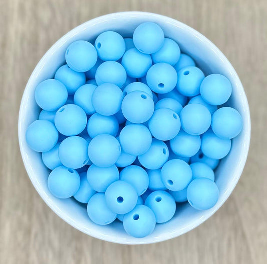 Baby Blue 12mm Round Silicone Beads