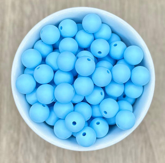 Baby Blue 12mm Round Silicone Beads | 10pk