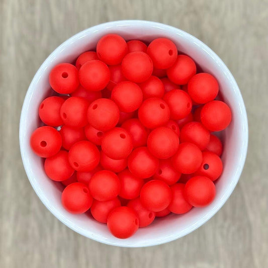 Candy Apple Red 12mm Round Silicone Beads | 10pk