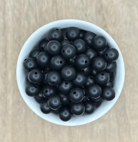 Black 12mm Round Silicone Beads