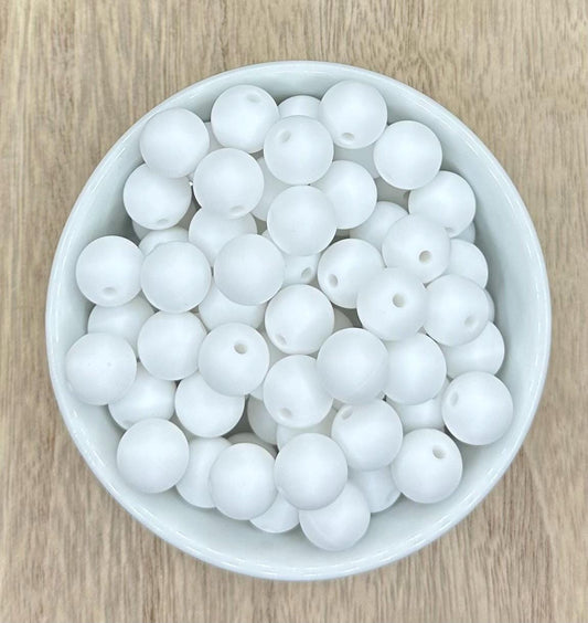 White 12mm Round Silicone Beads