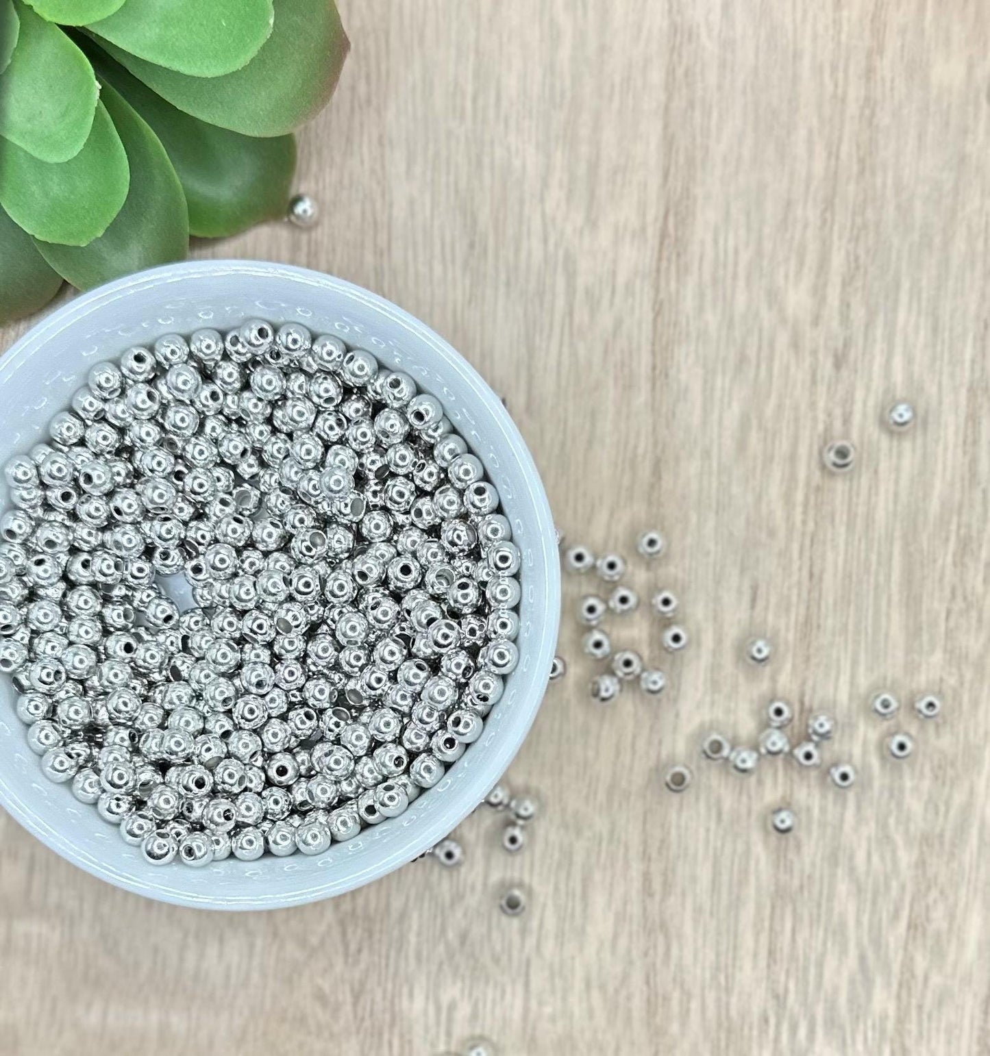 50 pack Small Metal Beads 4mm Spacers