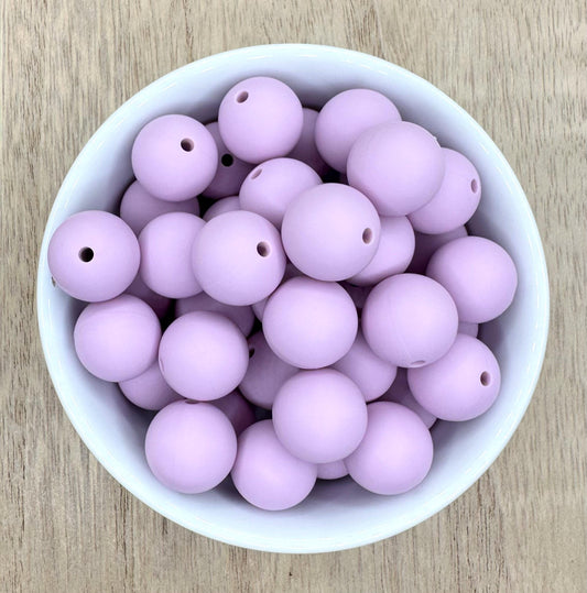 Lilac Purple 15mm Round Silicone Beads