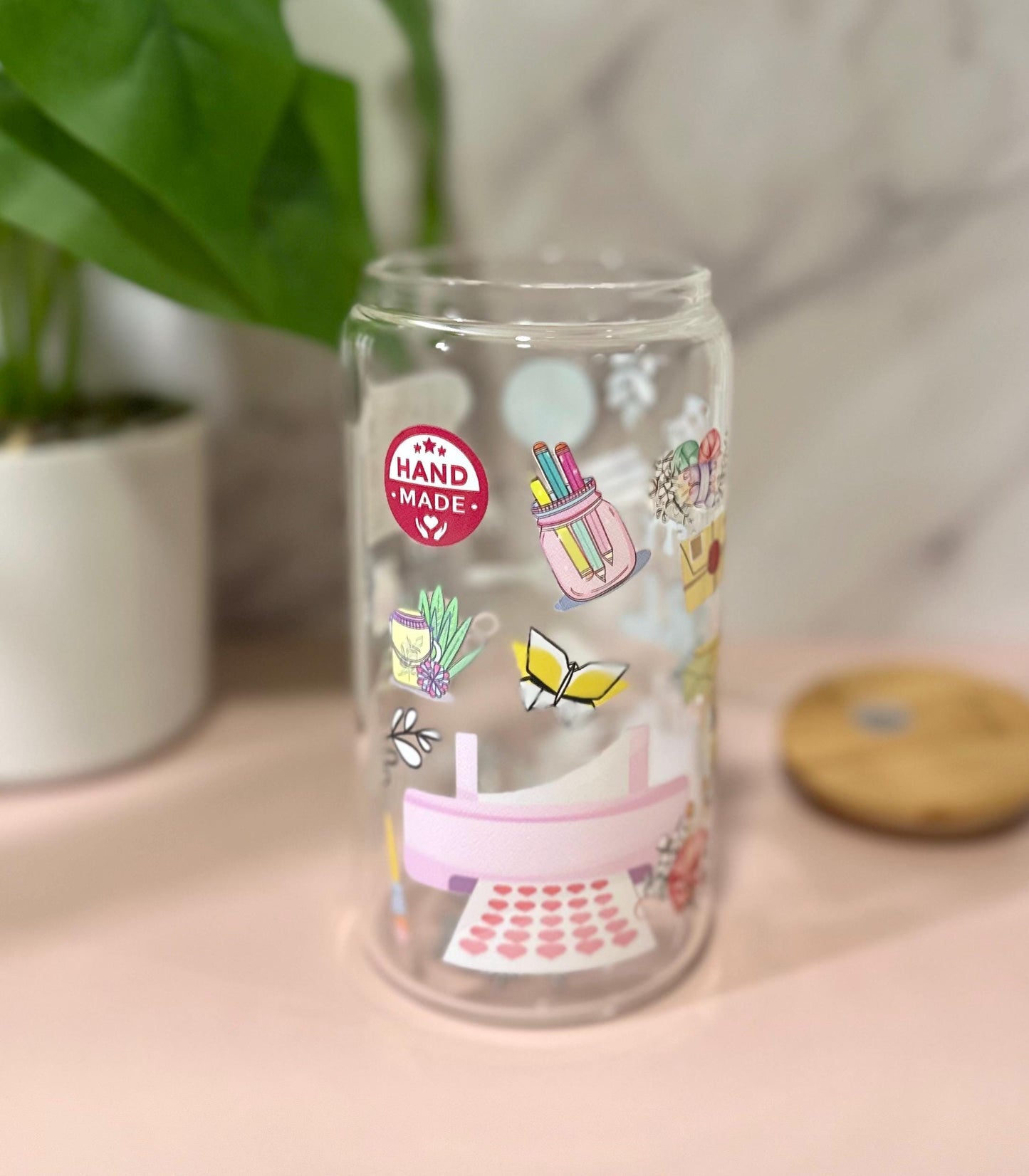 Crafty Girl • Glass Can Cup 16oz